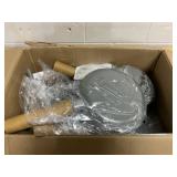 GreenLife 18-Piece Soft Grip Toxin-Free Healthy Ceramic Non-Stick Cookware Set, Gray, Dishwasher Safe