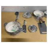 GreenLife 18-Piece Soft Grip Toxin-Free Healthy Ceramic Non-Stick Cookware Set, Gray, Dishwasher Safe