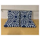LOT OF 2 Pillow Perfect Trellis Indoor/Outdoor Solid Back 1 Piece Chair Cushion with Ties Squared Corner, Deep Seat, Weather, and Fade Resistant, 36.5" x 18", Blue Carmody Navy