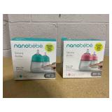 LOT OF 2 Nanobebe Anti-Colic Flexy Silicone Baby Bottles 9 oz