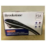 Brookstone Handheld Percussion Body Massager, 4 Vibration Modes, 5 Interchangeable Heads, Black