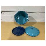 Cinsa 15-Quart Steamer Pot with Lid & Trivet, Turquoise Blue.