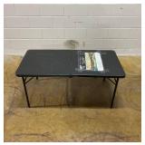Mainstays 4 Foot Fold-in-Half Adjustable Folding Table, Rich Black