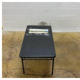 Mainstays 4 Foot Fold-in-Half Adjustable Folding Table, Rich Black