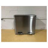 SONGMICS Dual Trash Can, Garbage Can, Pedal Recycle Bin with Lids, Airtight, Silver