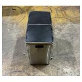SONGMICS Dual Trash Can, Garbage Can, Pedal Recycle Bin with Lids, Airtight, Silver