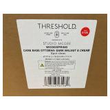 Woodspring Cane Base Ottoman Dark Walnut/Cream - Threshold designed with Studio McGee