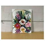 24" x 30" Colorful Floral Framed Canvas Natural - Threshold