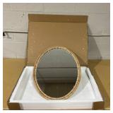 DecMode 20" x 28" Brown Wrapped Wall Mirror with Beaded Frame
