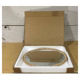 DecMode 20" x 28" Brown Wrapped Wall Mirror with Beaded Frame