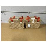 LOT OF 2 Woven Paper Picnic Basket Tote - Hearth & Hand with Magnolia