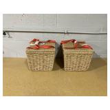 LOT OF 2 Woven Paper Picnic Basket Tote - Hearth & Hand with Magnolia