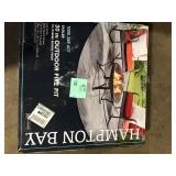 Hampton Bay Tipton 34.00 in. W Rubbed Bronze Steel Wood Outdoor Fire Pit with Screen and Poker Included  Customer Returns See Pictures