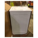 Glacier Bay 19 in. Single Sink Pearl Gray Bath Vanity with White Cultured Marble Top (Assembled) Customer Returns See Pictures