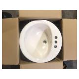 Glacier Bay Aragon 19 in. Drop-In Round Fireclay Bathroom Sink in Bone Customer Returns See Pictures