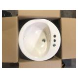 Glacier Bay Aragon 19 in. Drop-In Round Fireclay Bathroom Sink in Bone Customer Returns See Pictures
