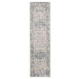 SAFAVIEH Charleston Ivory/Light Blue 2 ft. x 10 ft. Distressed Border Runner Rug Customer Returns See Pictures