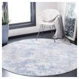 SAFAVIEH Amelia Gray/Blue 7 ft. x 7 ft. Round Distressed Abstract Area Rug Customer Returns See Pictures