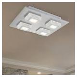 Hampton Bay Garfield 11 in. W x 2.42 in. H Integrated LED Brushed Aluminum Square Track Flush Mount Ceiling Light Customer Returns See Pictures