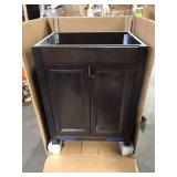 Glacier Bay Delridge 25 in. Single Sink Chocolate Bath Vanity (Assembled) Granite Top Not Included Customer Returns See Pictures