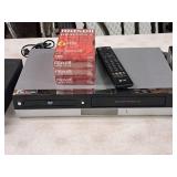 LG DVD/VHS Player with Remote Control and (3) Maxell High Grade T120 VHS Blank Tapes V194H