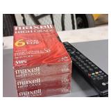 LG DVD/VHS Player with Remote Control and (3) Maxell High Grade T120 VHS Blank Tapes V194H