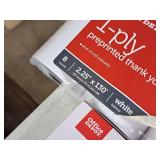 Office Depot Office Supplies - (1) 3-count 1-ply Bond Paper Rolls, (1) 8-count 1-ply Pre-Printe Thank You Paper Rolls, (1) box Small Binder Clips 144-ct