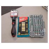 Craftsman Slotted Screwdriver 1/8"x4", Makita 3-Pack #3 Phillips Double-Ended Power Bits and Masterforce Driver Kit with Case