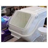 Plastic Assorted Storage Bins - (2) 6"x6"x10-1/2", (1) 22"x11"x19"