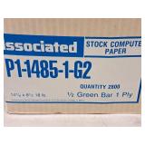 Lot of (2 Boxes) 1/2" Green Bar Stock Computer Paper - (1) 18lbs, (1) 3500 sheets 14-7/8"x8-1/2"