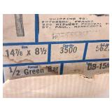 Lot of (2 Boxes) 1/2" Green Bar Stock Computer Paper - (1) 18lbs, (1) 3500 sheets 14-7/8"x8-1/2"