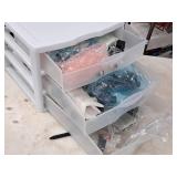 Plastic Parts Organizer Cabinet 3-drawer with Electronic Parts and Components - Capacitors, Relays