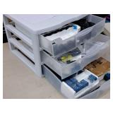 Plastic Parts Organizer Cabinet 3-drawer with Electronic Parts and Components - Omron Power PCB Relays