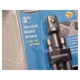 Pittsburgh 9-pc Conbination Wrench Set SAE with Holder, 3-pcs Hex Drill Socket Drivers - 1/2", 3/8", 1/2" drives