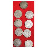 NINE (9) 20TH CENTURY LIBERTY NICKELS 1902/3/6/7/8/9/10/11/1912D