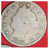 NINE (9) 20TH CENTURY LIBERTY NICKELS 1902/3/6/7/8/9/10/11/1912D