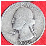 TWENTY (20) WASHINGTON QUARTERS 90% SILVER FROM 1930s, 40s, AND 50s