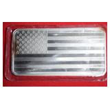 FIVE (5) 10 OUNCE AMERICAN FLAG SILVER BARS