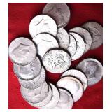 TWENTY (20) 90% SILVER KENNEDY HALF DOLLARS