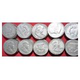 ONE HUNDRED (100) 90% SILVER FRANKLIN HALF DOLLARS
