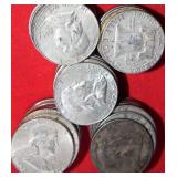 FIFTY (50) 90% SILVER FRANKLIN HALF DOLLARS