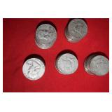 FIFTY (50)  90% SILVER FRANKLIN HALF DOLLARS