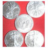 FIVE (5) 2018 SILVER EAGLES
