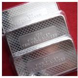 3 (THREE) 10 OZ SILVER BARS .999 FINE SILVER