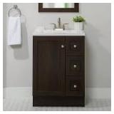 Glacier Bay Bannister 25 in. Single Sink Dusk Bath Vanity with White Cultured Marble Top (Assembled) Customer Returns See Pictures