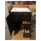Glacier Bay Bannister 25 in. Single Sink Dusk Bath Vanity with White Cultured Marble Top (Assembled) Customer Returns See Pictures