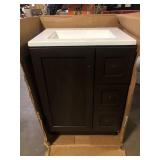 Glacier Bay Bannister 25 in. Single Sink Dusk Bath Vanity with White Cultured Marble Top (Assembled) Customer Returns See Pictures