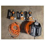 RIDGID 6 Gal. 150 PSI Electric Air Compressor with 25 ft. Hose, 18GA Brad Nailer, 16GA Finish Nailer and 18GA Finish Stapler  Customer Returns See Pictures