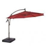 Hampton Bay 11 ft. Cantilever Solar LED Offset Outdoor Patio Umbrella in Chili Red   Customer Returns See Pictures