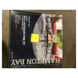 Hampton Bay Sadler 29.33 in.W Rubbed Bronze Steel Wood Outdoor Fire Pit with Cover and Poker Included  Customer Returns See Pictures